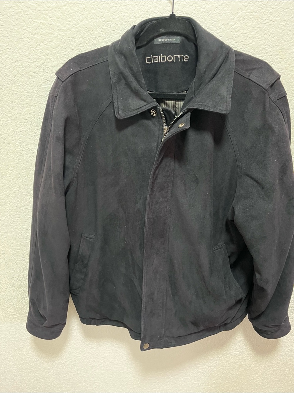 Claiborne Men's Black Suede Bomber-Style Jacket